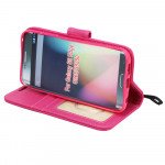 Wholesale Galaxy S6 Edge Premium Flip Leather Wallet Case with Strap (Hot Pink)